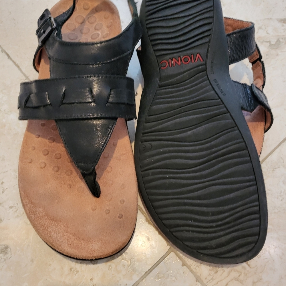 Black Leather Women's Sandals - Picture 10 of 12